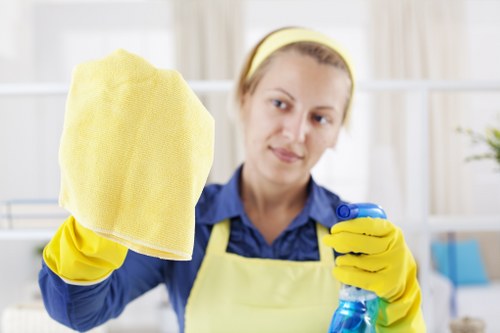 Professional carpet cleaning process in a commercial space